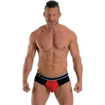 Pánské erotické prádlo Slipy Mister B URBAN Bronx Brief černo-červené S, pánské bavlněné slipy