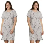 Dámská noční košile La Penna šedá s drobnými kvítky XL