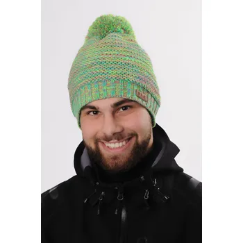 Čepice R-JET Melírovaná zelená pánská zimní pletená čepice s bambulí