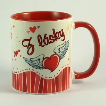 Hrnek červený Z lásky - s citátem