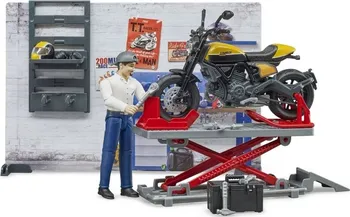 Bruder Bworld 62102 Motodílna s figurkou mechanika a motorkou
