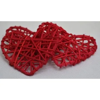 Srdce ratan červené 10 cm, 30 ks