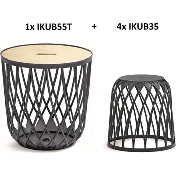 Úložný box PROSPERPLAST Set univerzálních košů UNIQUBO 4+1 antracit