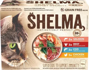 Krmivo pro kočku Shelma Bezobilné dušené filetky 12 x 85 g 