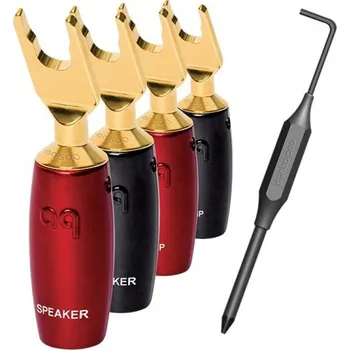 Elektronika Audioquest SureGrip series 507 BFA spade gold (Set 4 ks špičkových, přímo zlacených vidliček z purpurové mědi)