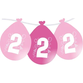 Party dekorace Balonky narozeniny číslo 2, visící 5ks růžové balonky.cz b80072