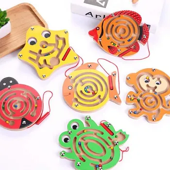 Dřevěná hračka Magnetický labyrint - Skvělá věc na trpělivost, jemnou motoriku,rozvoj logického myšlení a prostorového vnímání