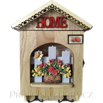 Skříňka na klíč Věšák - skříňka na Klíče / Květy 33cm