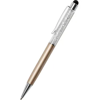 Kuličkové a dotykové pero Art Crystella, s krystaly Swarovski, zlatá, 14cm