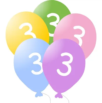 Party dekorace Balonky narozeniny 5ks s číslem 3 pro děti balonky.cz b80083