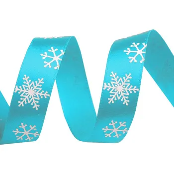 Atlasová stuha s vločkami tyrkysová, šíře 15 mm