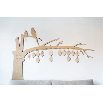 Kalendář MAJADESIGN Nástěnný kalendář narozenin dřevěný - STROM VELKÝ