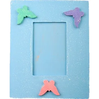 Rám na obraz Dřevěný zdobený fotorámeček modrý 25x20cm