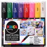 UNI PC-1M POSCA Sada Akrylových popisovačů 0,7-1 mm [8 ks] - mix barev