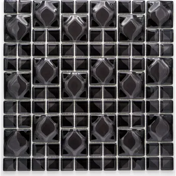Obklad Skleněná mozaika černá 23x23+48x48mm