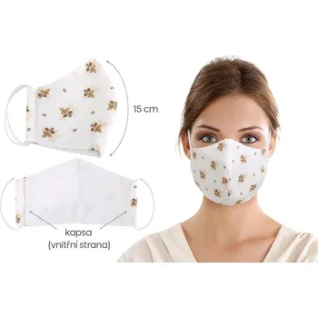 rouška Rouška s kapsou délka oblouku 15cm béžová kytička