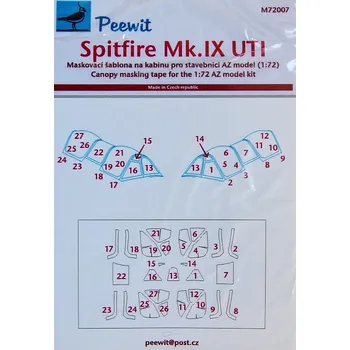 Plastikový model Peewit 1/72 Canopy mask Spitfire Mk.IX UTI (AZ MODEL)