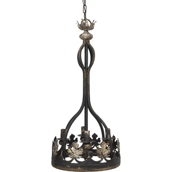 Hnědé kovové závěsné světlo s dekoracemi listů – Ø 40*85 cm