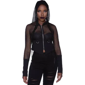 Dámská mikina mikina s kapucí dámské - Wicked Fishnet - KILLSTAR - KSRA002399 - XS