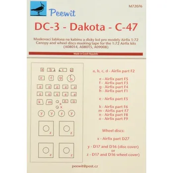 Plastikový model Peewit 1/72 Canopy mask DC-3 Dakota - C-47 (AIRFIX)