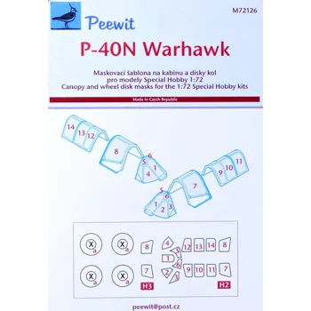 Plastikový model Peewit 1/72 Canopy mask P-40N Warhawk (SP.HOBBY)