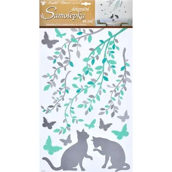 Samolepící dekorace Samolepící dekorace Kočky pod stromem 60 x 32 cm (Nálepky na zeď)