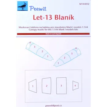 Plastikový model Peewit 1/144 Canopy mask Let-13 Blaník (MARK 1 MODEL)