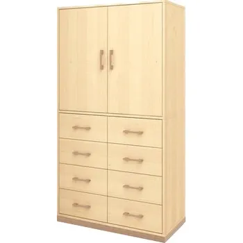 Šatní skříň Vysoká skříň NATURO s 8 šuplíky a 2 dveřmi (více barev) Buk