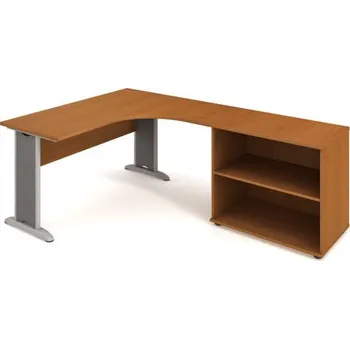 Psací stůl Kancelářský stůl rohový - police II (více barev) Bříza Levé Černá