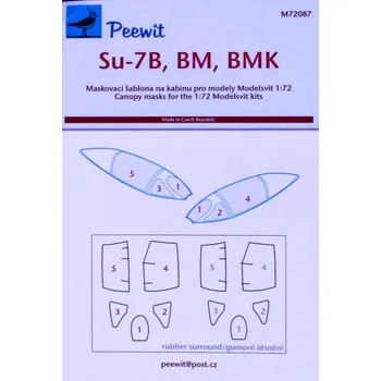Plastikový model Peewit 1/72 Canopy mask Su-7B/BM/BMK (MSVIT)
