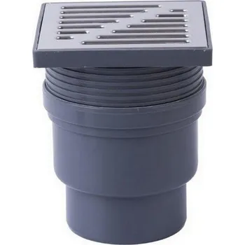 Kanalizační potrubí Spodní nastavitelná podlahová vpust 10x10 cm šedá Ø 50 mm NEREZ