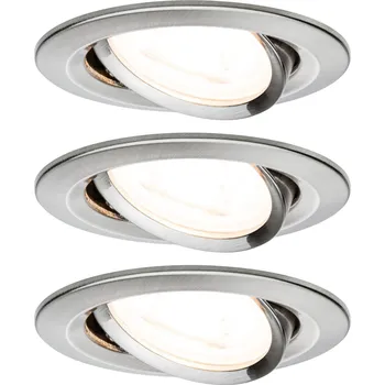 Venkovní osvětlení Paulmann 93465 LED Nova round, set kulatých bodovka v úpravě broušená ocel, 3x6,5W LED 2700K GU10, 3 krokové stmívání, prům.8,4cm