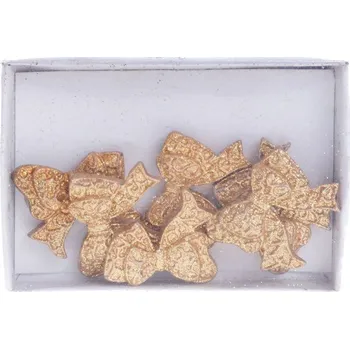 Dárková krabička Dekorační zlatá mašlička s lepítkem - 1 ks