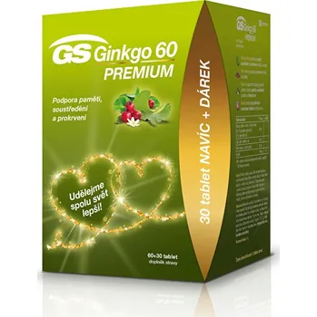 Přípravek na podporu paměti a spánku GS Ginkgo 60 Premium 90 tbl. + dárek 2020