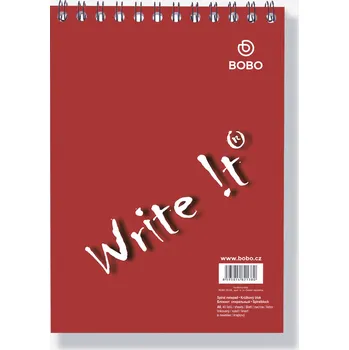Spirálový blok Bobo Write It s horní vazbou A6, linka, 40 listů