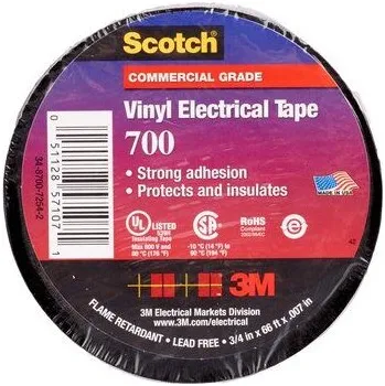 Výstražná páska 3M 700 Scotch elektrikářská PVC páska vyšší kvality černá 19mm x 20m, ohnivzdorná