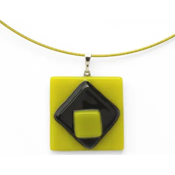 Přívěsek Skleněný přívěsek čtvercový zelený DAISY P1413