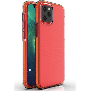 Pouzdro na mobilní telefon Transparentní kryt s barevným rámem z měkkého plastu pro iPhone 12 mini - červený