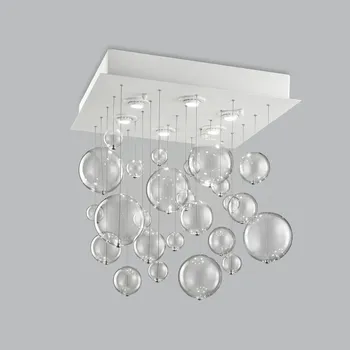 Metal Lux Bolero, luxusní závěsné svítidlo, 25 kuliček čirého skla, 6x10W GU10, 60x60cm, délka závěsu: 70cm