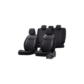 Potah sedadla UNI potahy sedadel design Comfortline VIP materiál velur / tkanina, barva černá - 11-ti dílná sada (vhodné i pro sedadla s bočními airbagy)