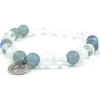 Náramek Moni - dámský náramek syntetický měsíční kámen šedý křišťál matný