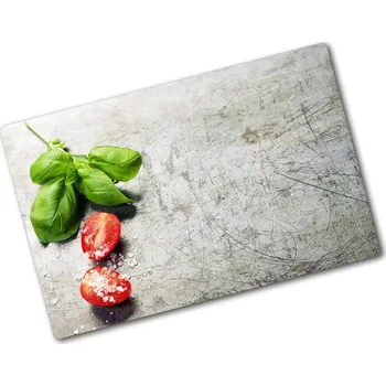 Kuchyňské prkénko Kuchyňská deska velká skleněná Rajčata a bazalka