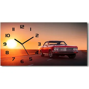 Hodiny Skleněné hodiny na stěnu Červené auto