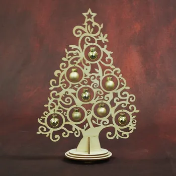 Vánoční dekorace Vánoční stromek s kuličkami – Zlatý