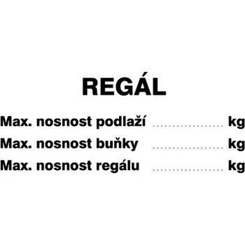 Značka Regál, samolepicí fólie, 37 × 105 mm