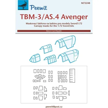Plastikový model Peewit 1/72 Canopy mask TBM-3S/AS.4 Avenger (SWORD)