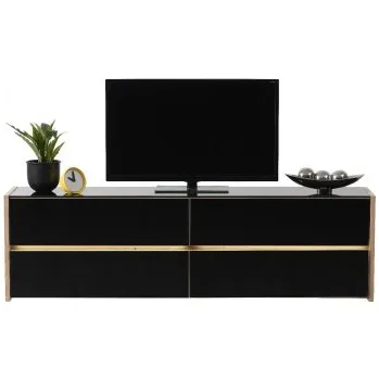 Televizní stolek Televizní stolek s osvětlením Embra - dub artisan/černý lesk