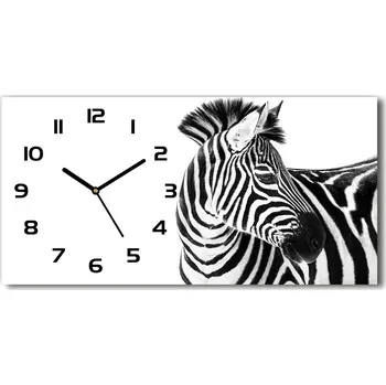 Hodiny Skleněné hodiny na stěnu tiché Zebra ve sněhu