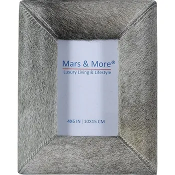 Rám na obraz Šedý kožený stojací rámeček na fotografie Gonfler- 10*15cm