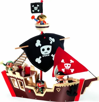 Dřevěná hračka Djeco DJ06830 Pirátská loď 